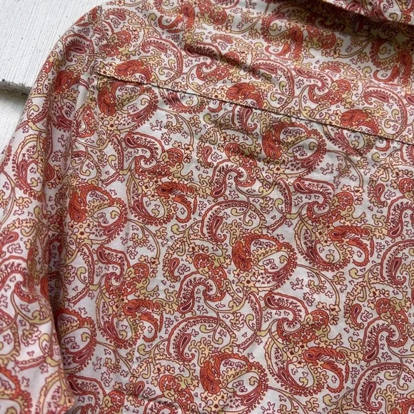 Pendleton Womens XL Orange Paisley Cotton Button Down Long Sleeve Shirt Pocket - Picture 8 of 8